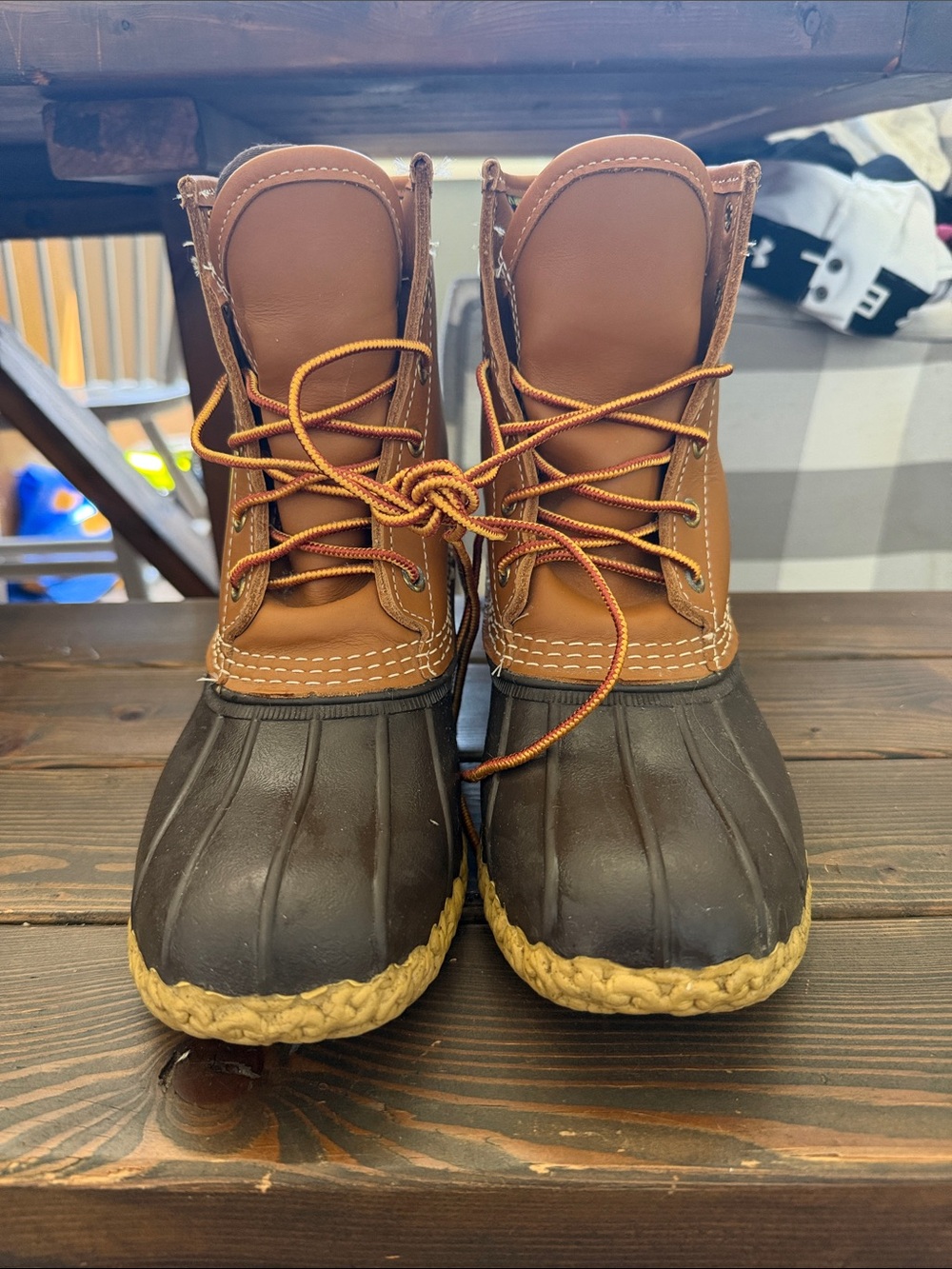 L.L. Bean Two-Tone Brown and Black Waterproof Ankle Duck Boots